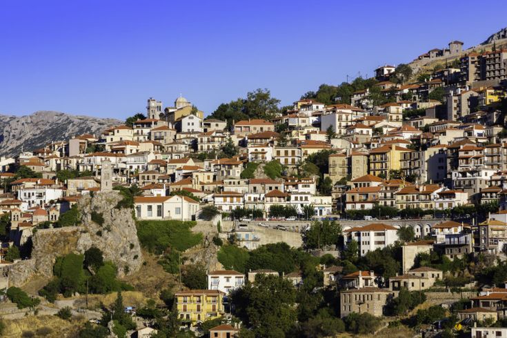 Historic village of Arachova in the mountains