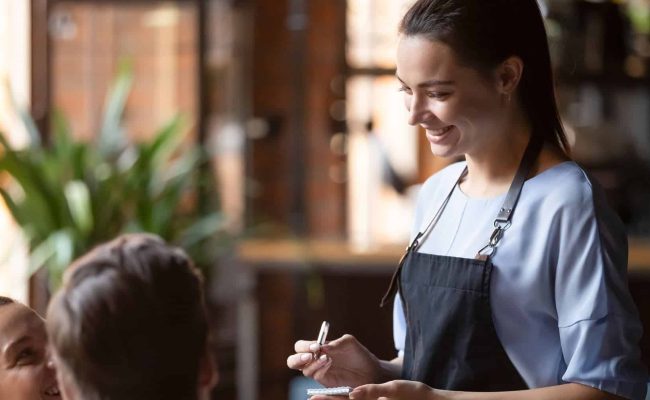 happy smiley waitress